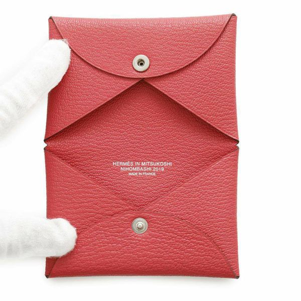 エルメス カードケース カルヴィ ローズテキサス シェブルミゾル D刻印 HERMES 三越日本橋限定