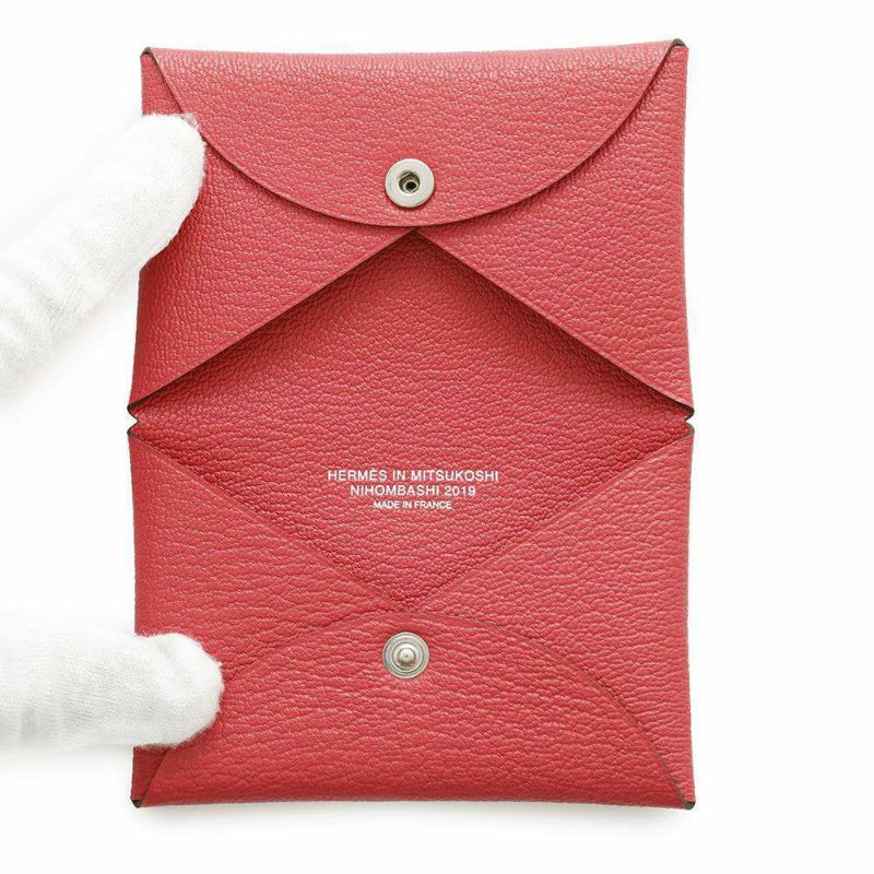 エルメス カードケース カルヴィ ローズテキサス シェブルミゾル D刻印 HERMES 三越日本橋限定