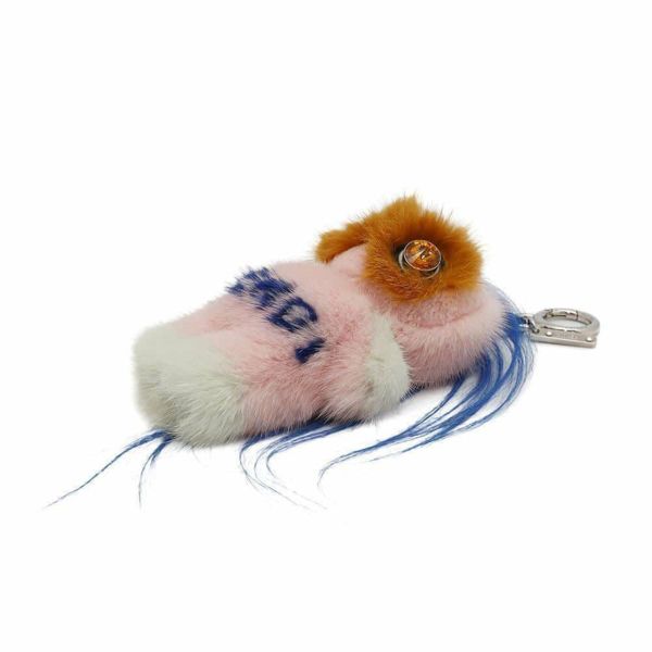 フェンディ バッグチャーム ピロちゃん ミンクファー ビジュー 7AR525 FENDI ピンク