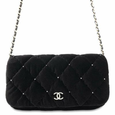 シャネル チェーンショルダーバッグ マトラッセ ココマーク ベルベット AP4159 CHANEL 黒 安心保証