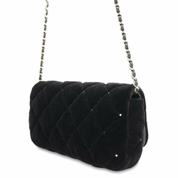 シャネル チェーンショルダーバッグ マトラッセ ココマーク ベルベット AP4159 CHANEL 黒