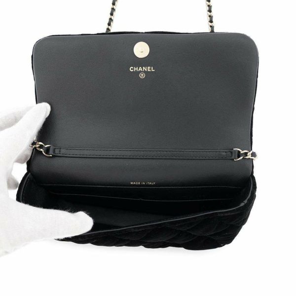 シャネル チェーンショルダーバッグ マトラッセ ココマーク ベルベット AP4159 CHANEL 黒