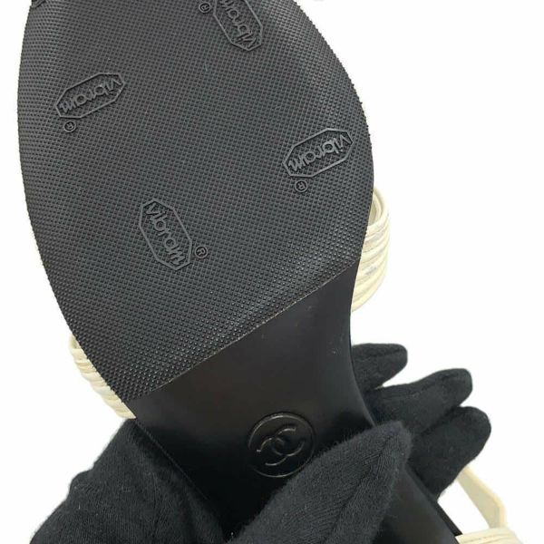 シャネル パンプス ココマーク ヒールサンダル サテン レザー フェイクパール レディースサイズ36 1/2C G39027 ヒール 靴