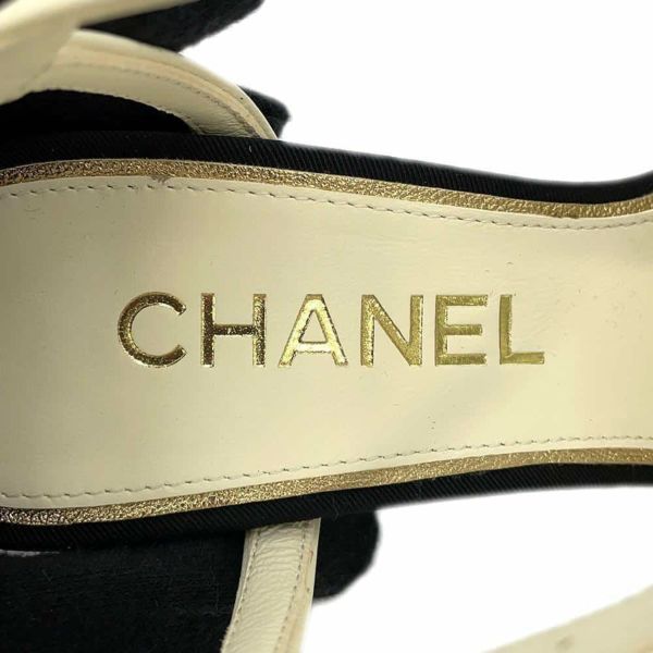 シャネル パンプス ココマーク ヒールサンダル サテン レザー フェイクパール レディースサイズ36 1/2C G39027 ヒール 靴