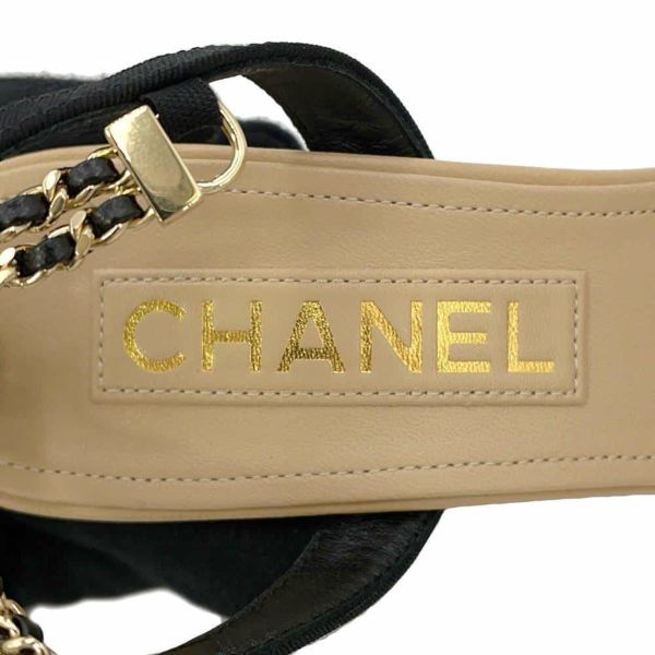 シャネル CHANEL 正規品 アンクルチェーン付き パンプス 23.5cm シャネル サンダル 二連チェーン アンクルストラップ ヒールサンダル