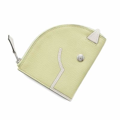 エルメス コインケース パドック ウォレット ジョーヌブルジョン/ナタ/シルバー金具 シェブルミゾル Z刻印 シェーブル 安心保証