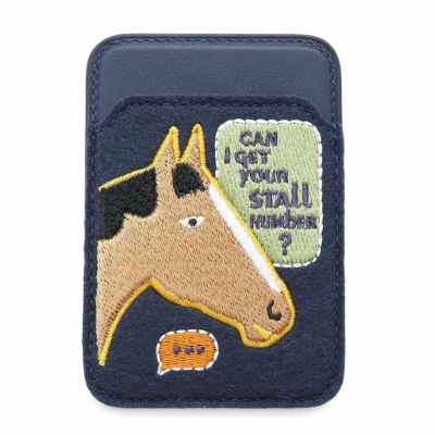 エルメス カードケース MagSafe エマン “ストール・ナンバー” ブルーネイビー/マルチカラー スイフト/フェルト W刻印 マグセーフ