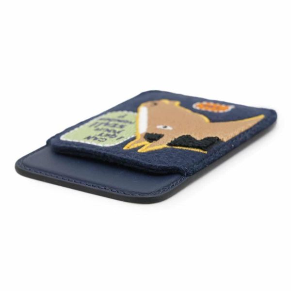 エルメス カードケース MagSafe エマン “ストール・ナンバー” ブルーネイビー/マルチカラー スイフト/フェルト W刻印 マグセーフ
