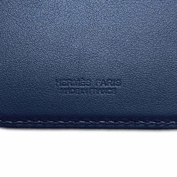 エルメス カードケース MagSafe エマン “ストール・ナンバー” ブルーネイビー/マルチカラー スイフト/フェルト W刻印 マグセーフ