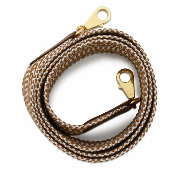 エルメス ショルダーストラップ バンドリエール サングル カヴァル エクリュ/ベージュ/ゴールド キャンバス W刻印