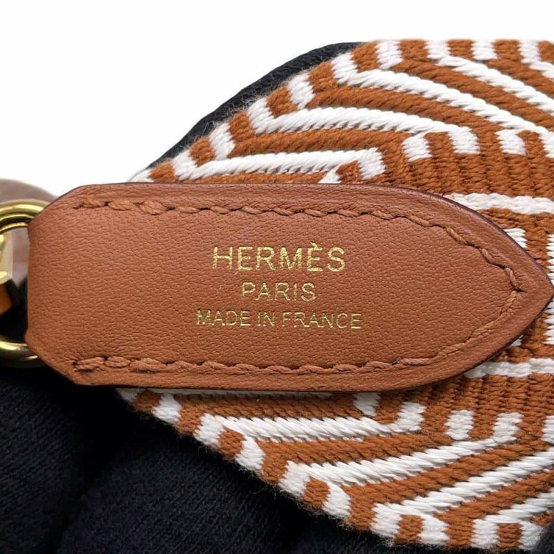 エルメス ショルダーストラップ バンドリエール サングル カヴァル エクリュ/ベージュ/ゴールド キャンバス W刻印