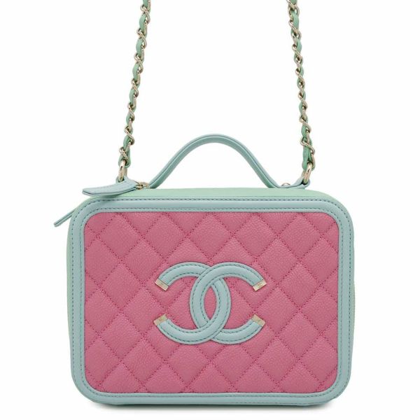 シャネル チェーンショルダーバッグ CCフィリグリー バニティバッグ キャビアスキン A93343 CHANEL