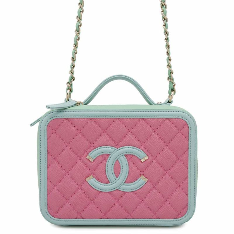 シャネル チェーンショルダーバッグ CCフィリグリー バニティバッグ キャビアスキン A93343 CHANEL