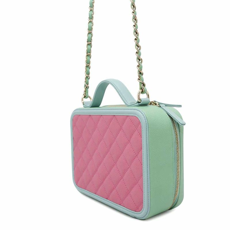 シャネル チェーンショルダーバッグ CCフィリグリー バニティバッグ キャビアスキン A93343 CHANEL