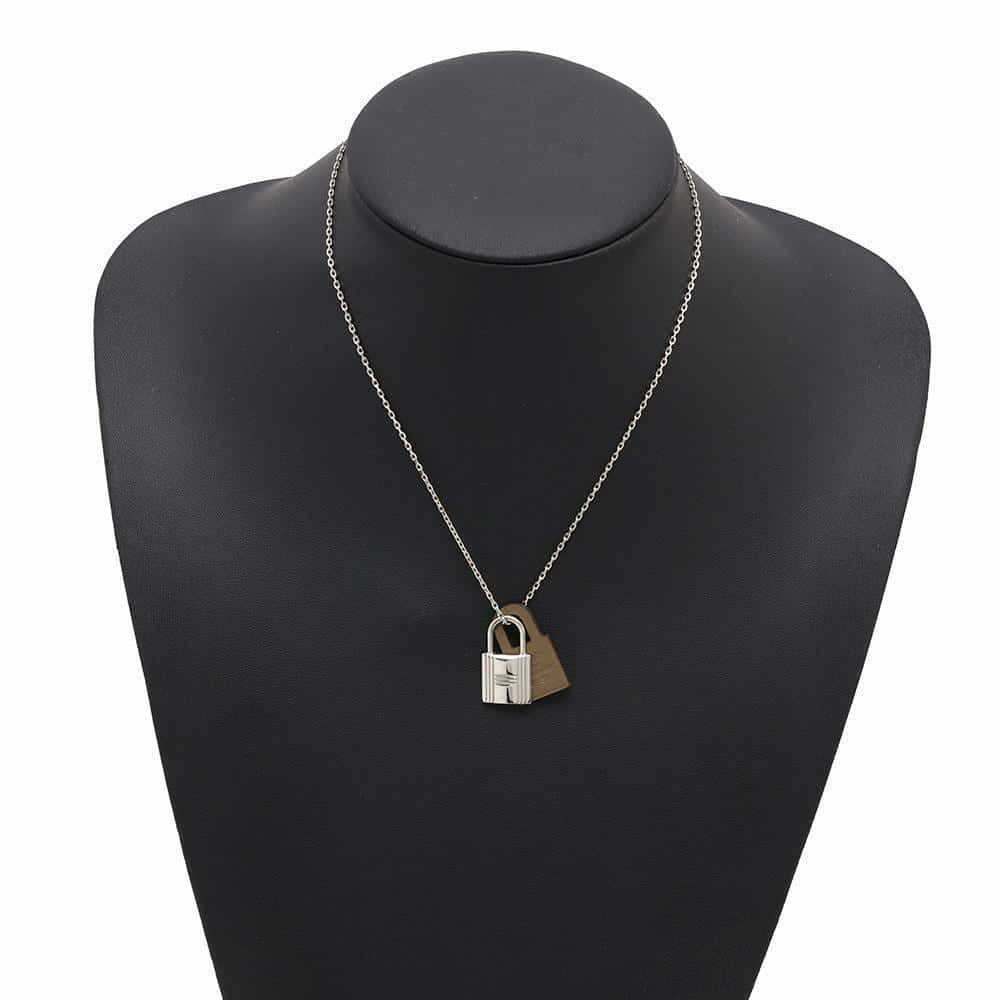 エルメス ネックレス オーケリー ペンダント エトゥープ/シルバー金具 スイフト Y刻印 HERMES アクセサリー