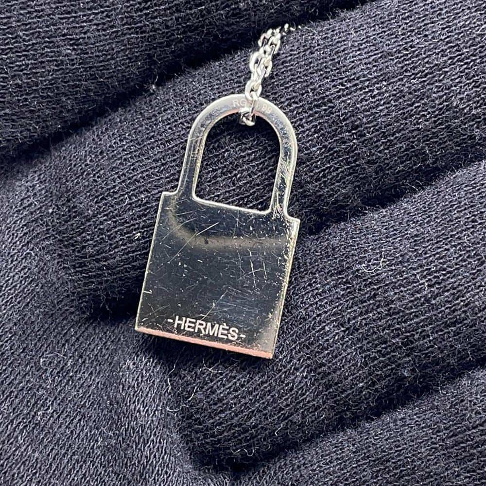 エルメス ネックレス オーケリー ペンダント エトゥープ/シルバー金具 スイフト Y刻印 HERMES アクセサリー