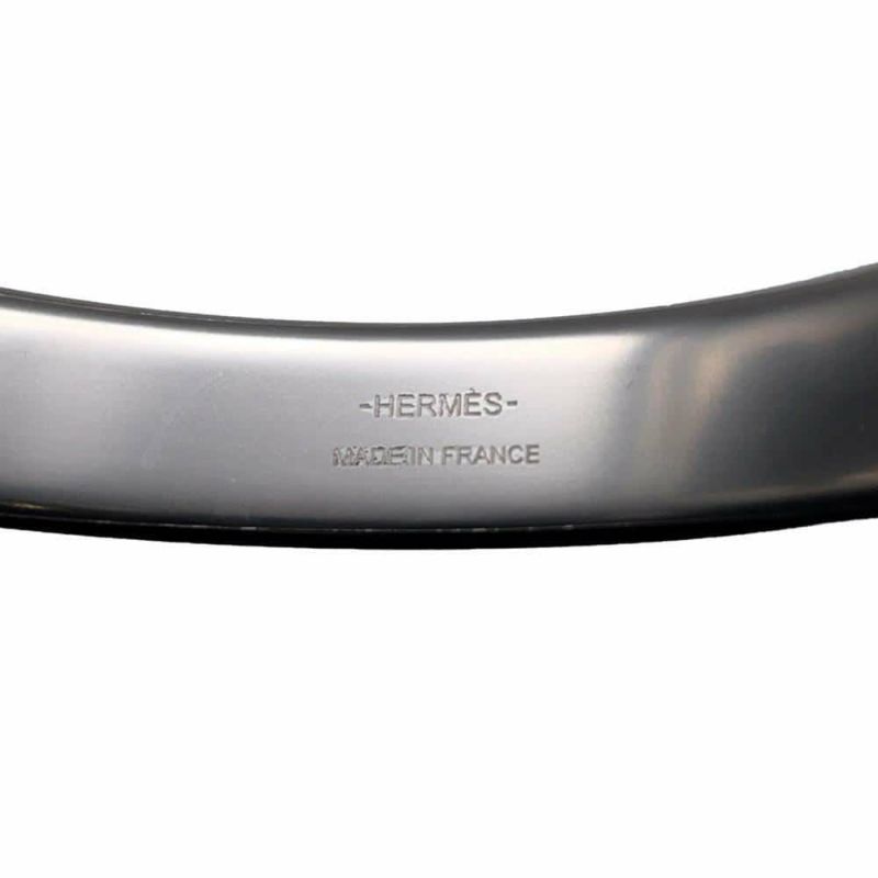 エルメス ブレスレット オランプ ブラック/シルバー金具 ボックスカーフ HERMES アクセサリー 黒