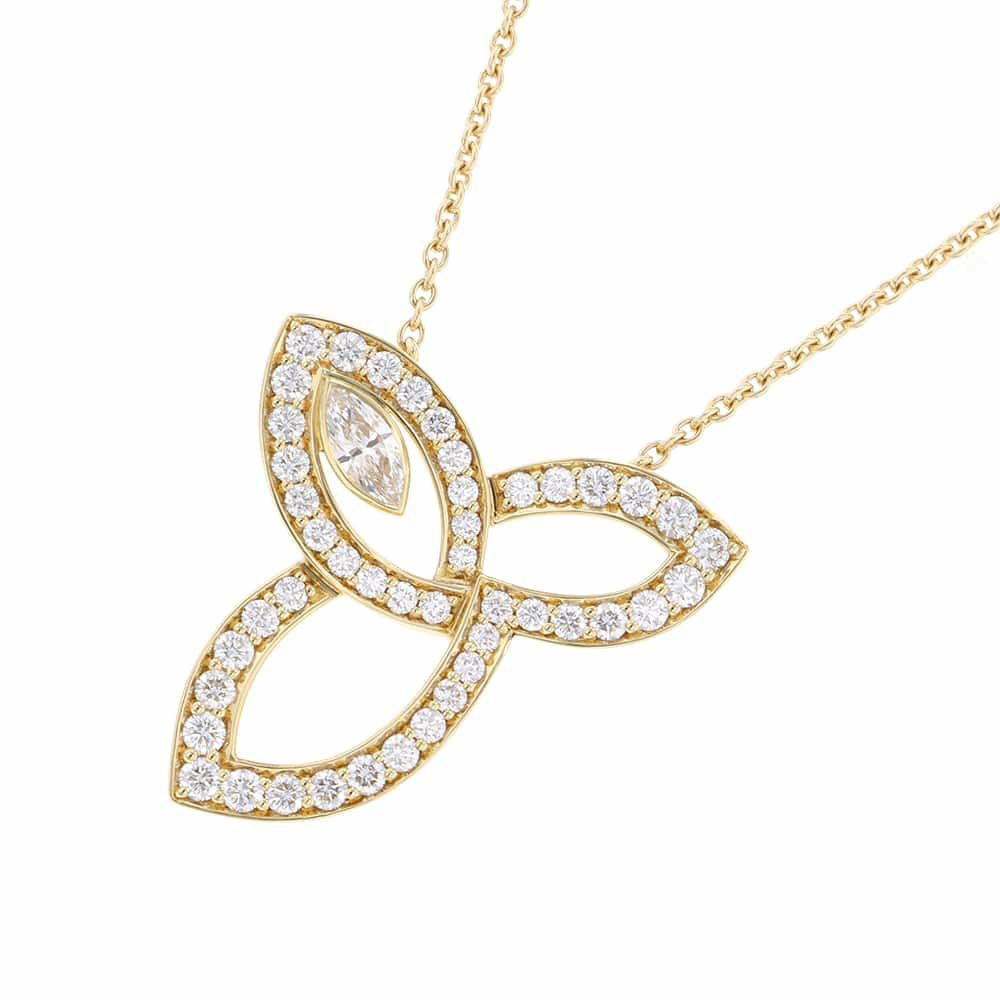ハリーウィンストン ネックレス リリークラスター・ペンダント ダイヤモンド 46P 計約0.68ct K18YGイエローゴールド PEDYMQRFLC