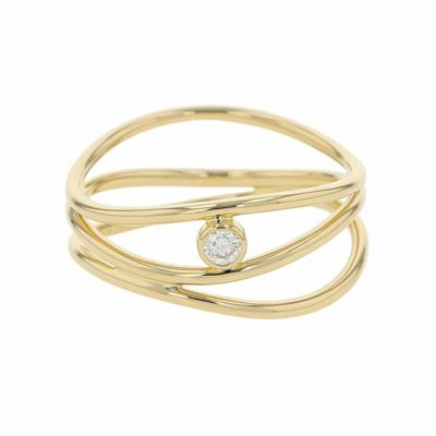 ティファニー リング ウェーブ 3ロウリング ダイヤモンド0.05ct K18YG リングサイズ約11号 60147058 Tiffany&Co. ジュエリー 安心保証