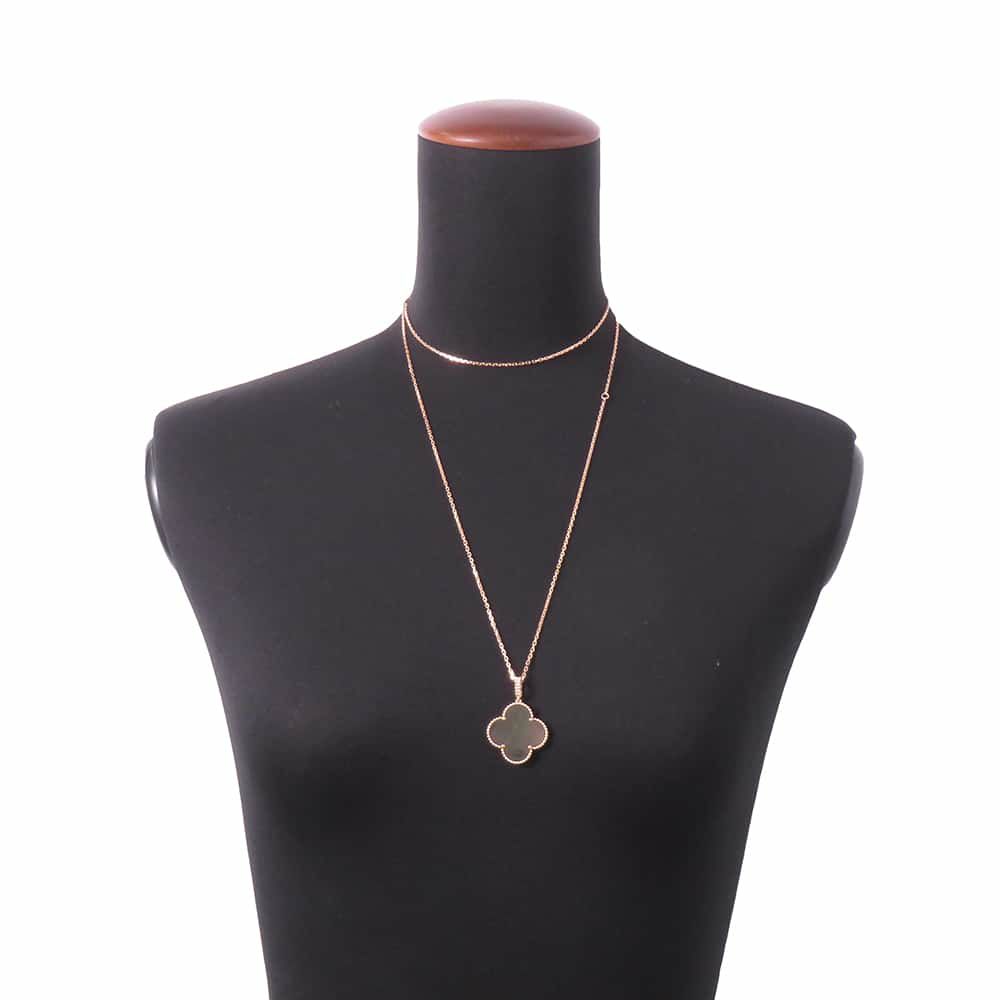 ヴァンクリーフ&アーペル ネックレス マジック アルハンブラ ロングネックレス 1モチーフ グレーマザーオブパール K18PG VCARP6I200