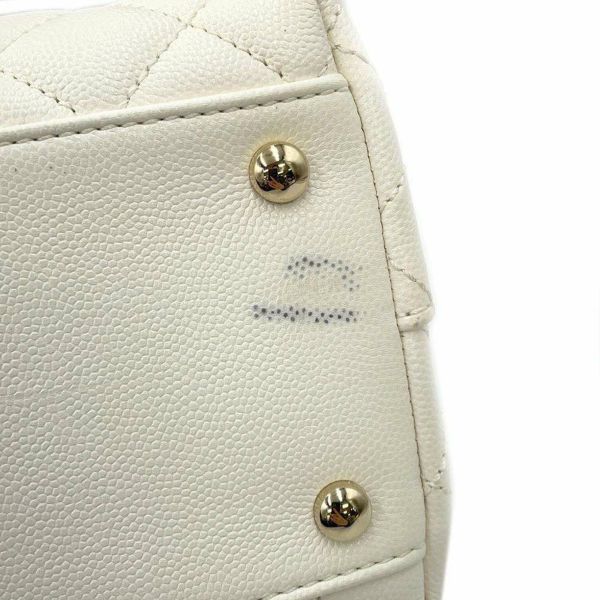 シャネル ハンドバッグ マトラッセ ココマーク トップハンドル フラップ キャビアスキン A92991 2way 白