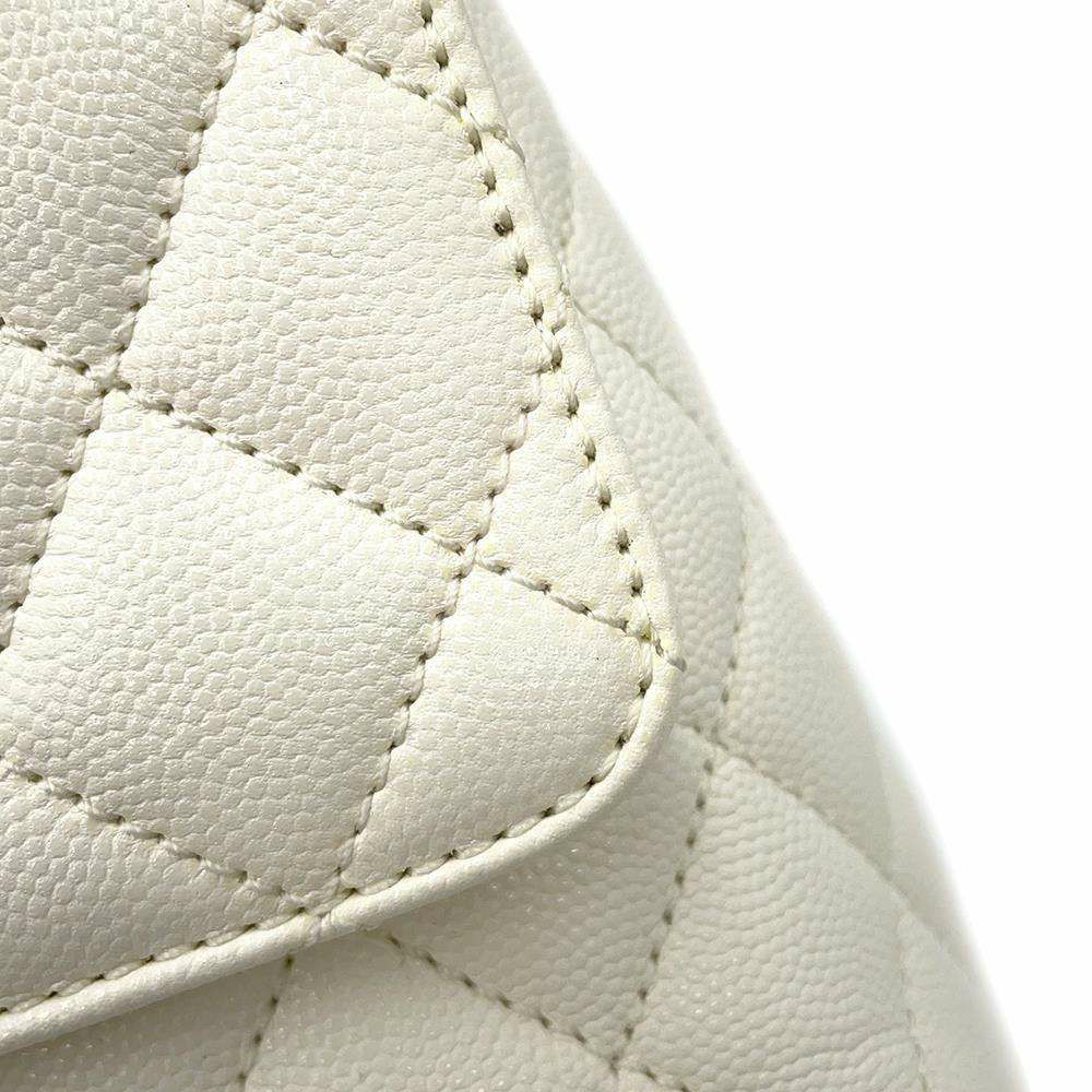 シャネル ハンドバッグ マトラッセ ココマーク トップハンドル フラップ キャビアスキン A92991 2way 白