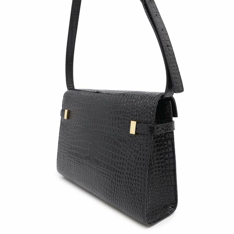 サンローランパリ ショルダーバッグ マンハッタン ミディアム 型押しレザー 579271 SAINT LAURENT PARIS 黒