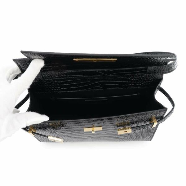 サンローランパリ ショルダーバッグ マンハッタン ミディアム 型押しレザー 579271 SAINT LAURENT PARIS 黒