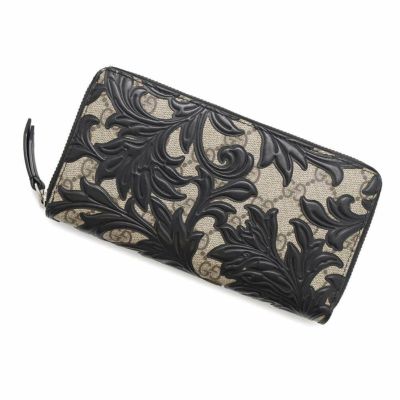 GUCCI GGパターン 長財布 ベージュ/ブラック グッチ 長財布 GGスプリーム アラベスク 410102 GUCCI ラウンド