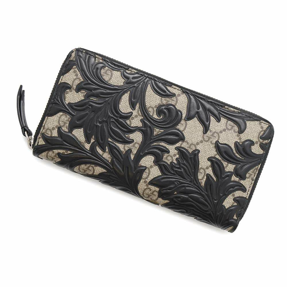 グッチ 長財布 GGスプリーム アラベスク 410102 GUCCI ラウンドファスナー 財布 黒