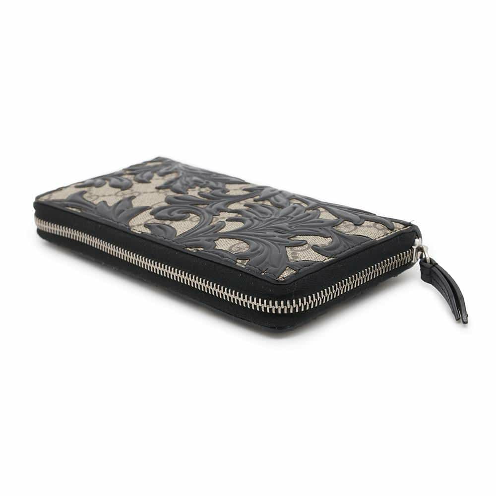 グッチ 長財布 GGスプリーム アラベスク 410102 GUCCI ラウンドファスナー 財布 黒
