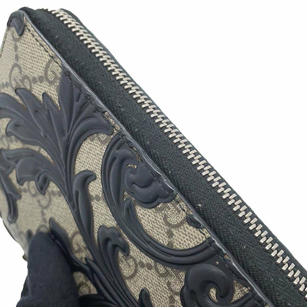 グッチ 長財布 GGスプリーム アラベスク 410102 GUCCI ラウンドファスナー 財布 黒