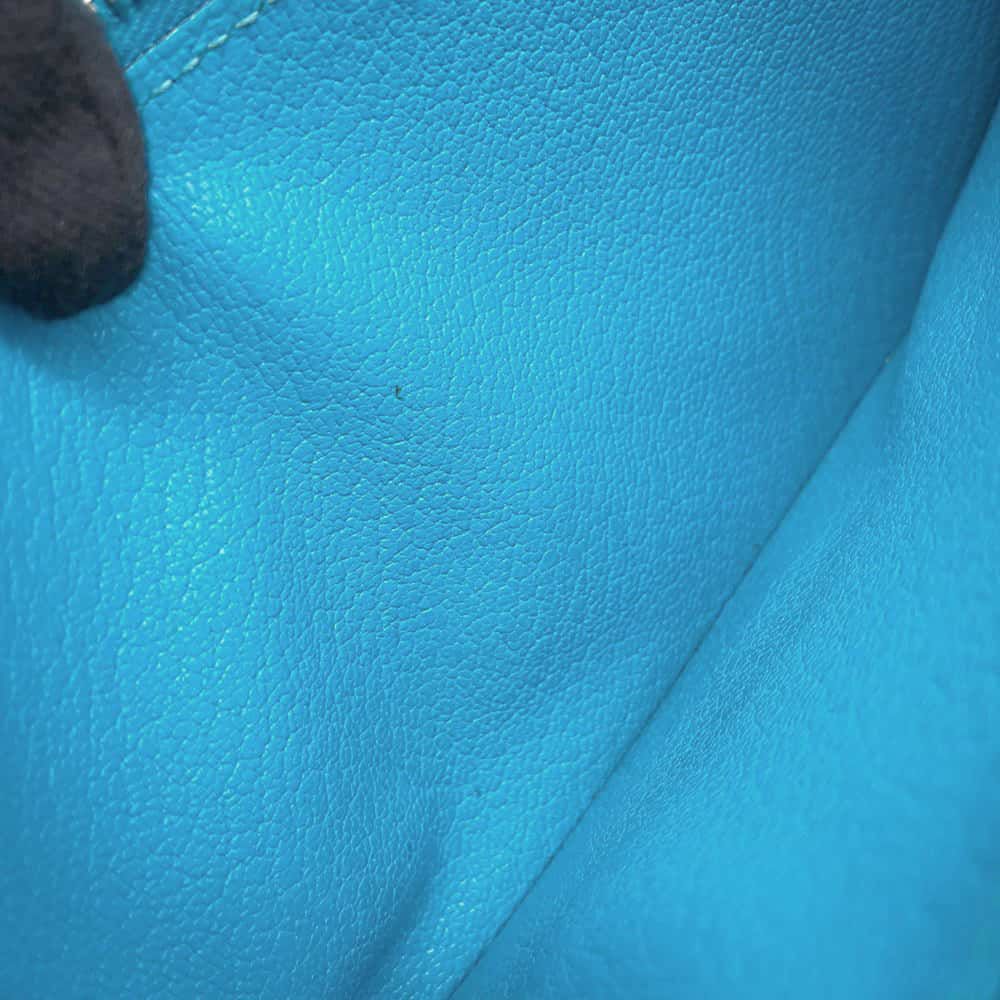 エルメス 長財布 ケリーウォレット ロング ブルーアズテック/シルバー金具 シェブルミゾル □R刻印 財布 シェーブル