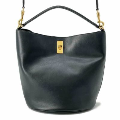 セリーヌ ハンドバッグ バケット16 セーズ レザー 195573 CELINE 2way 黒 安心保証