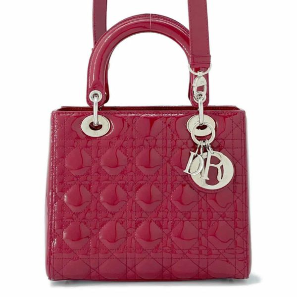 ディオール ハンドバッグ レディディオール カナージュ ミディアム パテント VRB44551 2way