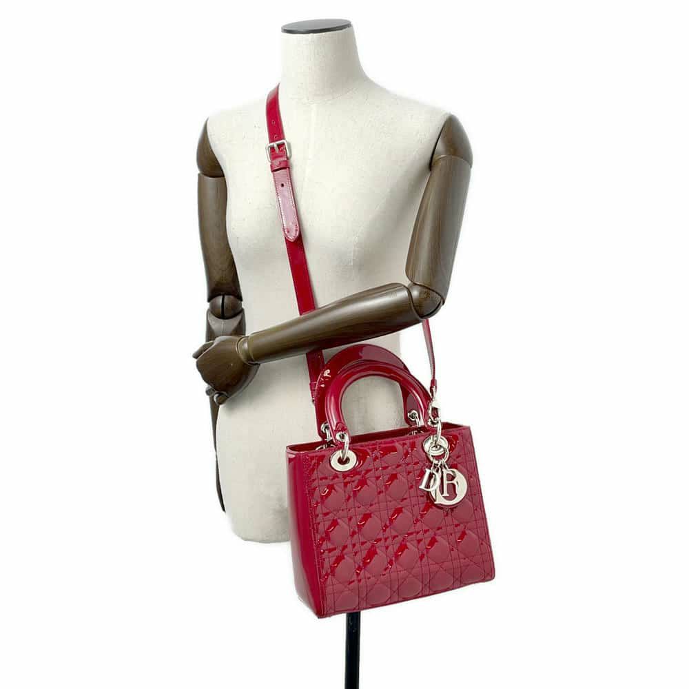 ディオール ハンドバッグ レディディオール カナージュ ミディアム パテント VRB44551 2way