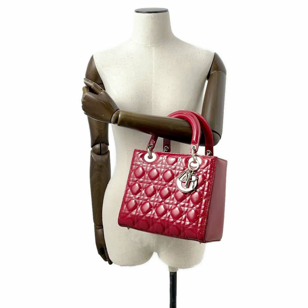 ディオール ハンドバッグ レディディオール カナージュ ミディアム パテント VRB44551 2way