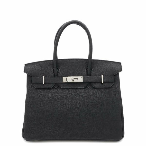 エルメス バーキン30 ブラック/シルバー金具 トゴ □N刻印 HERMES Birkin ハンドバッグ 黒