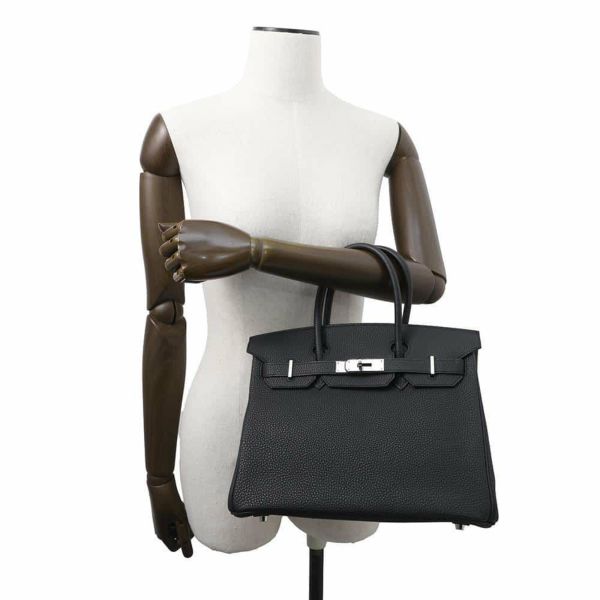 エルメス バーキン30 ブラック/シルバー金具 トゴ □N刻印 HERMES Birkin ハンドバッグ 黒