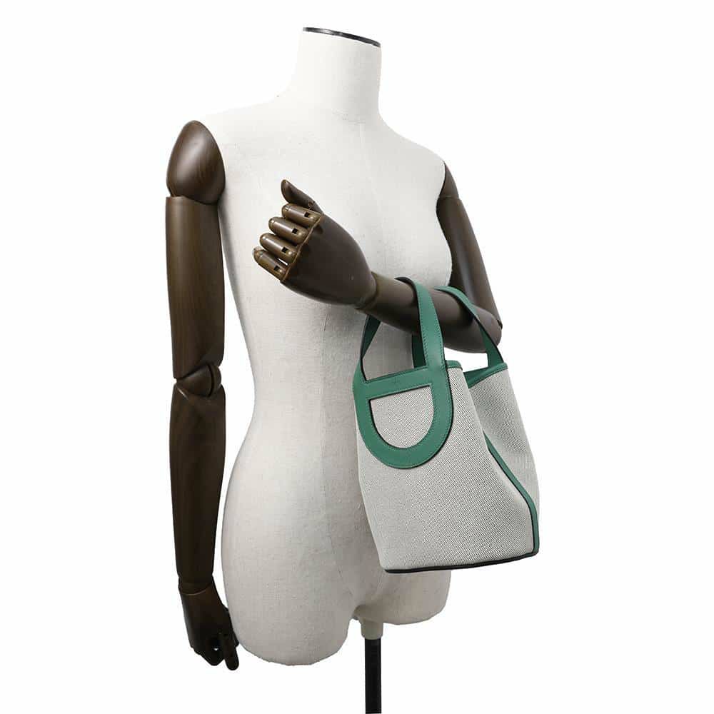 エルメス トートバッグ インザループ 18 ヴェールヴェルティゴ/ホワイト/ブラック/シルバー金具 トワルアッシュ/スイフト W刻印