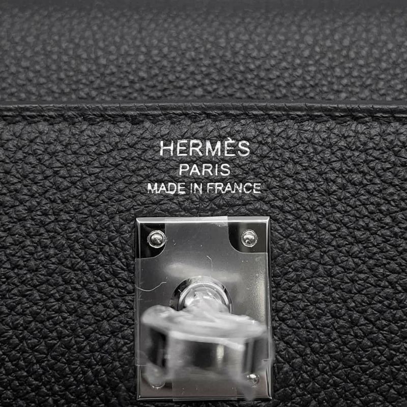 エルメス ハンドバッグ ケリー25 内縫い ブラック/シルバー金具 トゴ W刻印 HERMES 2wayショルダー 黒