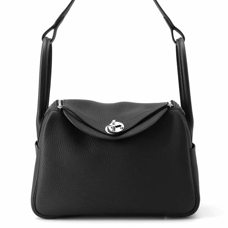 エルメス ハンドバッグ リンディ26 ブラック/シルバー金具 トリヨンクレマンス K刻印 2wayショルダー 黒