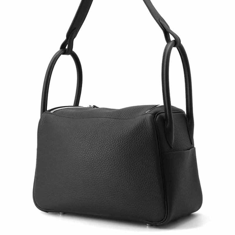 エルメス ハンドバッグ リンディ26 ブラック/シルバー金具 トリヨンクレマンス K刻印 2wayショルダー 黒
