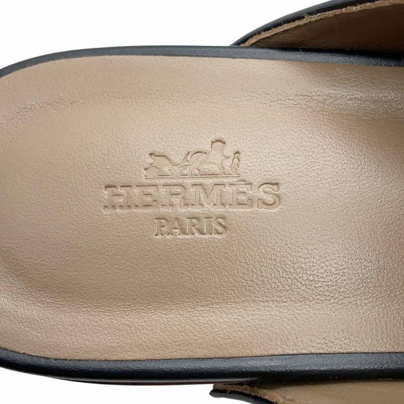 エルメス ミュール カルロッタ ケリー カーフレザー レディースサイズ38 HERMES 靴 黒