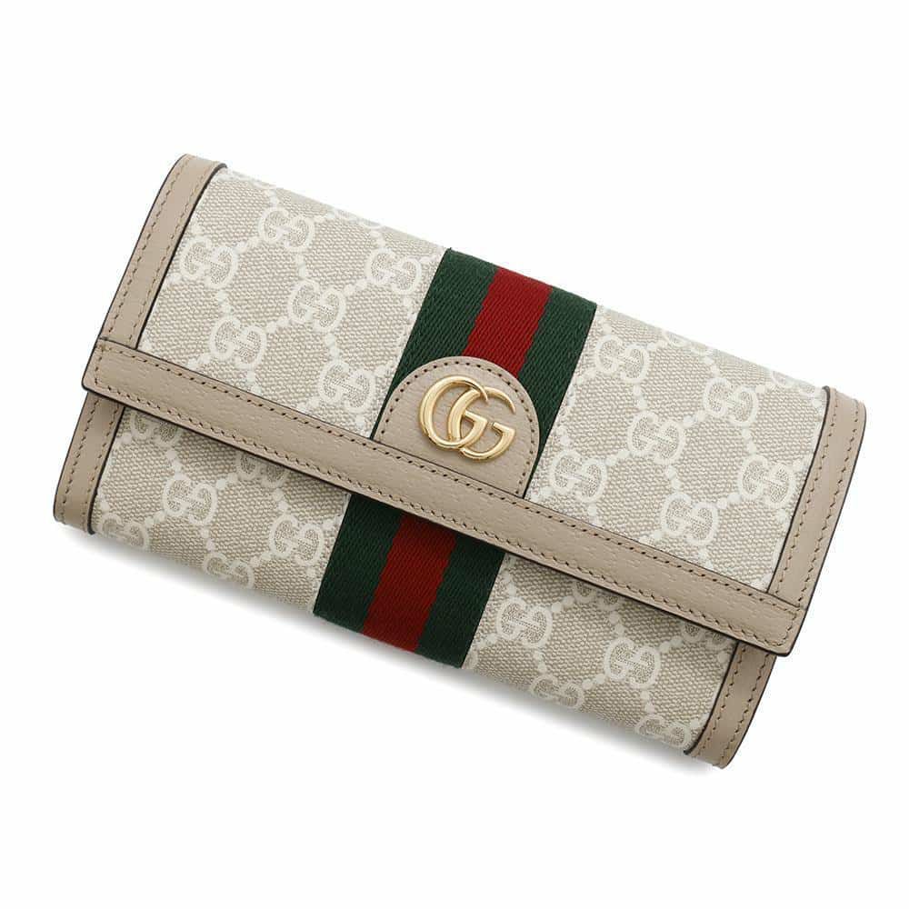 グッチ 長財布 GGスプリーム オフィディア コンチネンタルウォレット ウェブ 523153 GUCCI 財布 二つ折り 白