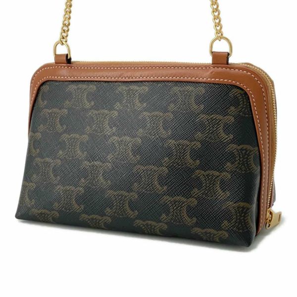 セリーヌ チェーンショルダーバッグ トリオンフ チェーンクラッチ 10E382 CELINE ポーチ ブラウン