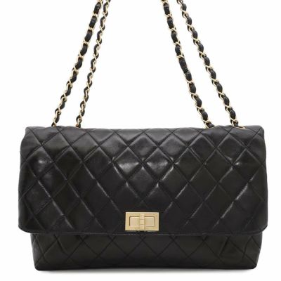 シャネル チェーンショルダーバッグ マトラッセ 2.55 ラムスキン A16522 CHANEL 黒 安心保証