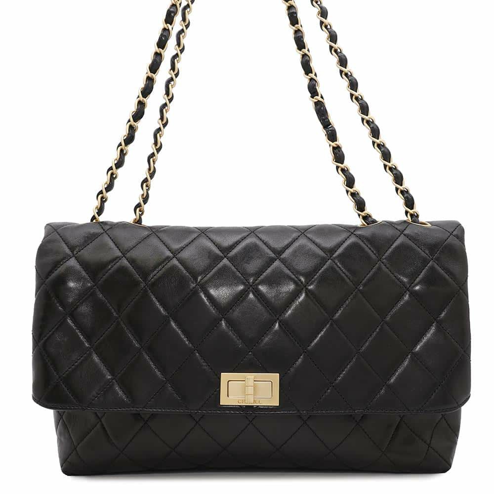 シャネル チェーンショルダーバッグ マトラッセ 2.55 ラムスキン A16522 CHANEL 黒