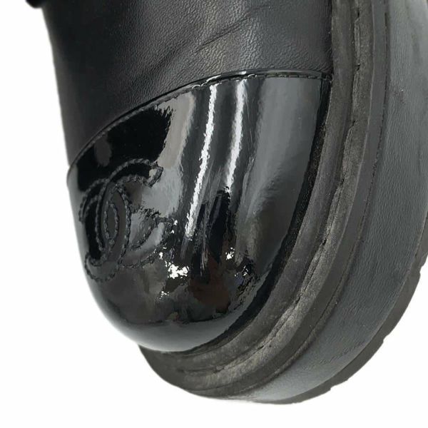 シャネル ショートブーツ ココマーク レースアップ パテント フェイクパール レディースサイズ37 1/2C G33169 靴 黒