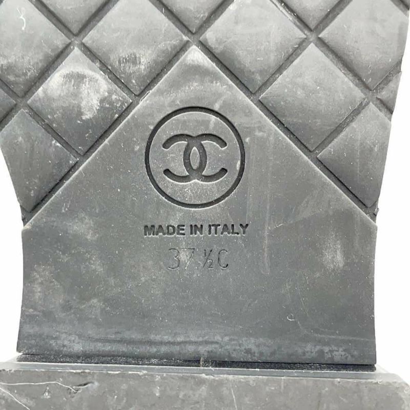 シャネル ショートブーツ ココマーク レースアップ パテント フェイクパール レディースサイズ37 1/2C G33169 靴 黒